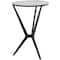 Black Aluminum Hourglass Shaped Stand Accent Table with Clear Glass Top 16" x 16" x 24"